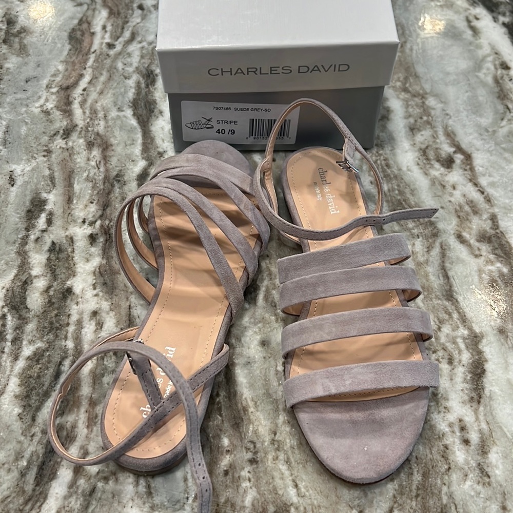 Charles David “stripe” multi-strap flat sandal- 9
